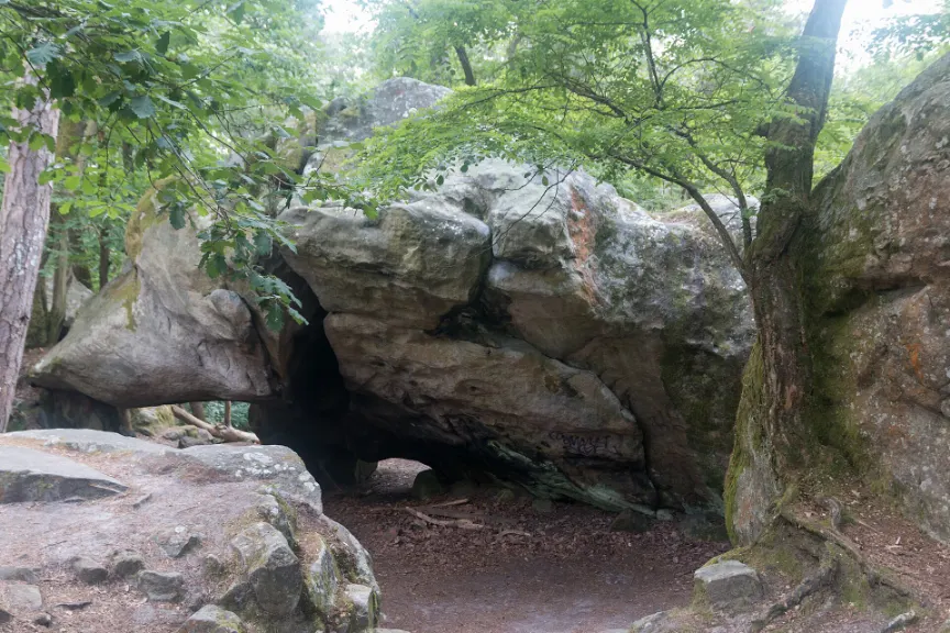 Blocs de grès de la grotte des Montussiennes en forêt de Fontainebleau